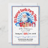 キュートブルーシークレットサンタクリスマスパーティの招待状 招待状 (正面)