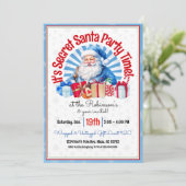 キュートブルーシークレットサンタクリスマスパーティの招待状 招待状 (スタンド正面)