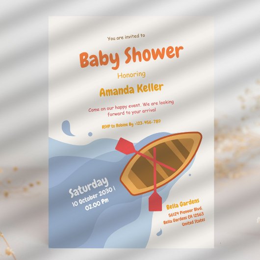 キュートブルーシーベビーシャワー招待状 招待状