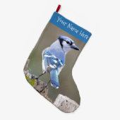 キュートブルージェイSongbird onツリースタンプ ラージクリスマスストッキング (正面 (吊り時))