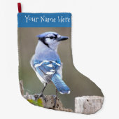 キュートブルージェイSongbird onツリースタンプ ラージクリスマスストッキング (正面)