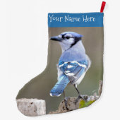 キュートブルージェイSongbird onツリースタンプ ラージクリスマスストッキング (裏面)