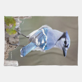 キュートブルージェイSongbird on Treestump キッチンタオル