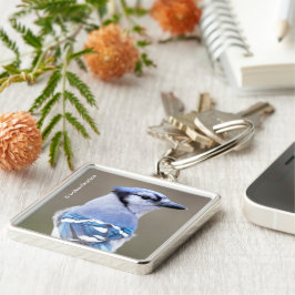 キュートブルージェイSongbird on Treestump キーホルダー