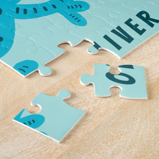 キュートブルージェッコリザード子供の誕生日ジグソーパズル ジグソーパズル (側面)