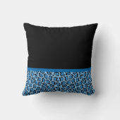 キュートブルージャガープリントブライトブルーリボンと名前 クッション (裏面)