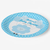キュートブルースイートラムベビーシャワーモダンシンプル ペーパープレート (アングル)
