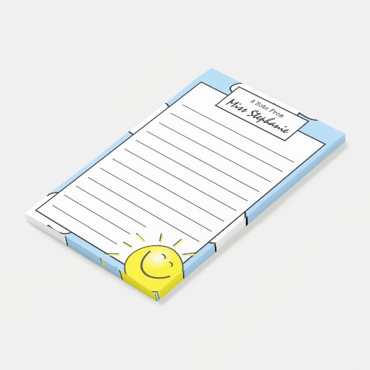 キュートブルースカイサンシャインスマイル顔from先生 ポストイット (アングル)