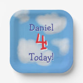 キュートブルースカイ子供の誕生日 ペーパープレート (正面)