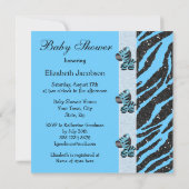 キュートブルーゼブラ&アニマルプリントグリッターベビーシャワー 招待状 (裏面)