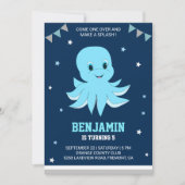 キュートブルータコ子供の誕生日パーティの招待状 招待状 (正面)