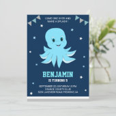 キュートブルータコ子供の誕生日パーティの招待状 招待状 (スタンド正面)