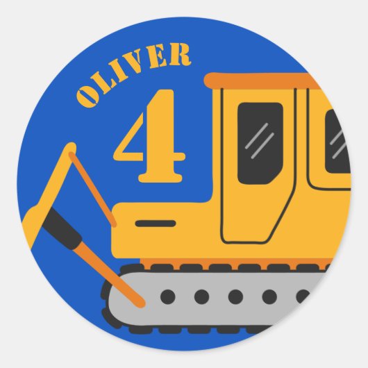 キュートブルーチルドレン建築誕生日 ラウンドシール (正面)