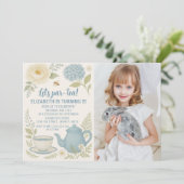 キュートブルーティーパーティー誕生日招待状 招待状 (スタンド正面)