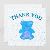キュートブルーテディベアカスタム サンキューカード (正面/裏面)
