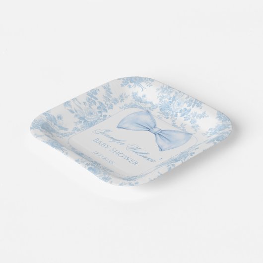 キュートブルートイレフローラボウタイシャワー男の赤ちゃん ペーパープレート (傾斜あり)
