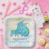 キュートブルードラゴンボーイズベビーシャワー紙プレート ペーパープレート (パーティー)