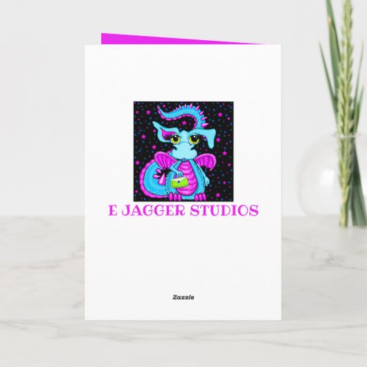 キュートブルードラゴン漫画パーソナライズされた誕生日 カード (裏面)