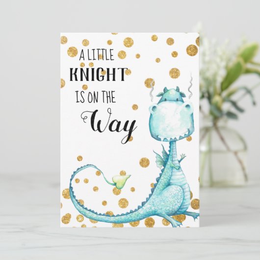 *~*キュートブルードラゴン男の赤ちゃんシャワー招待状 招待状 (スタンド正面)