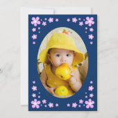 キュートブルードレスプリンセスフローラ写真誕生日 招待状 (裏面)