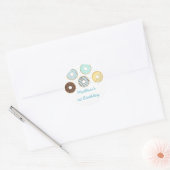 キュートブルードーナツ誕生日 ラウンドシール (封筒)