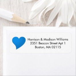 キュートブルーハートカスタム差出人住所 ラベル