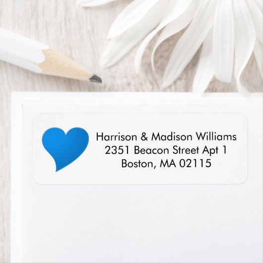 キュートブルーハートカスタム差出人住所 ラベル (インサイチュ)