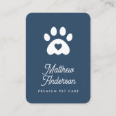 キュートブルーハートポープリントペットシッタードッグウォーカー 名刺 (正面)