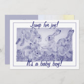 キュートブルーバニーラビットアート男の赤ちゃん パーソナライズされた 案内状 (正面/裏面)