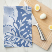 キュートブルーバニーラビットフローラエレガント動物バー キッチンタオル (四つ折り)