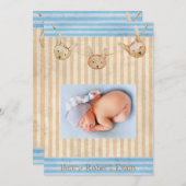 キュートブルーバニー男の赤ちゃん誕生 案内状 (正面/裏面)