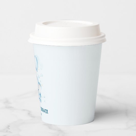 キュートブルーパステルエレファント | ベビーシャワー紙カップ 紙コップ (左)