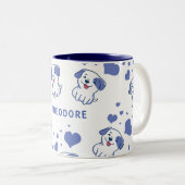 キュートブルーパピーハート ツートーンマグカップ (正面右)