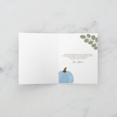 キュートブルーパンプキンユーカリ秋ボーイベビーシャワー サンキューカード (内部)