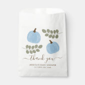 キュートブルーパンプキンユーカリ秋ボーイベビーシャワー フェイバーバッグ (正面)