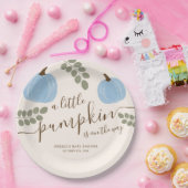 キュートブルーパンプキンユーカリ秋ボーイベビーシャワー ペーパープレート (パーティー)