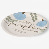 キュートブルーパンプキンユーカリ秋ボーイベビーシャワー ペーパープレート (アングル)