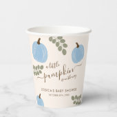 キュートブルーパンプキンユーカリ秋ボーイベビーシャワー 紙コップ (裏面)