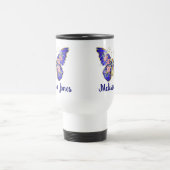 キュートブルーピンク金ゴールド蝶フローラ名白 トラベルマグ (中央)