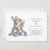 キュートブルーフェアリーガール3歳の誕生日パステルマジック 招待状 (正面)