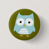 キュートブルーフクロウおもしろいルお洒落キャラクター 缶バッジ (正面)