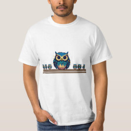 キュートブルーフクロウイラストレーション Tシャツ