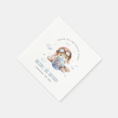 キュートブルーフライオーバーテディアニマル飛行機誕生日 スタンダードカクテルナプキン (角)