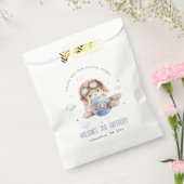 キュートブルーフライオーバーテディアニマル飛行機誕生日 フェイバーバッグ (封をした状態)