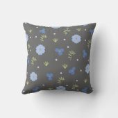 キュートブルーフローラオングレー装飾用クッション クッション (裏面)