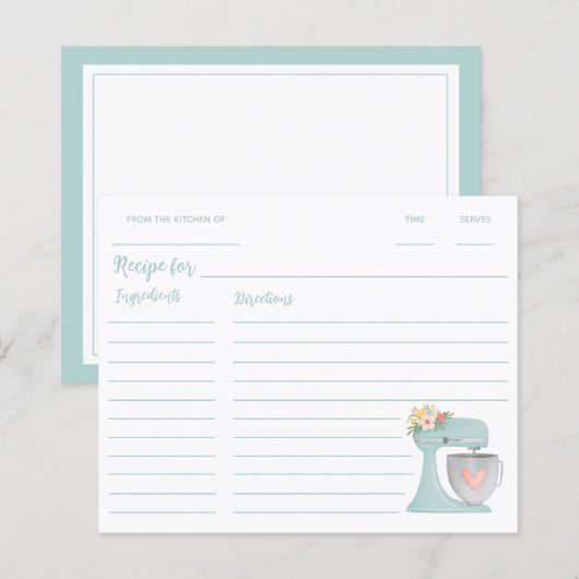 キュートブルーフローラキッチンスタンドミキサーレシピ (正面/裏面)