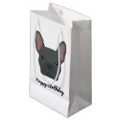 キュートブルーブルフランスのドッグ誕生日 スモールペーパーバッグ (正面アングル)
