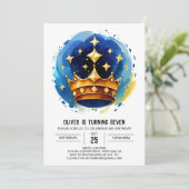 キュートブループリンスクラウン誕生日 招待状 (スタンド正面)