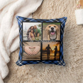 キュートブループレイドファミリー写真テンプレートタータンチェック クッション (ブランケット)