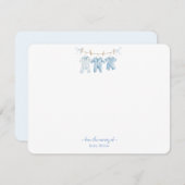 キュートブルーベビーウェア男の赤ちゃんサンキューカード サンキューカード (正面/裏面)